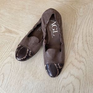 AGL Metallic Bronze Suede Flat Size 41